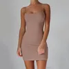 Sexy spaghetti riem camisole mini jurk dames bodycon club feestjurken zomer pure kleur zonsondergang plus maat xs 5xl 220629