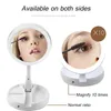 Portable pliant 1x 10x grossissant LED allume miroir de maquillage double face piles de table ou chargement USB rotation 270° 220509