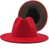 Novo chapéu fedora de duas cores feminino masculino aba larga feltro jazz chapéu senhoras festa boné superior retalhos chapeau sombreros de mujer 50 cores2110