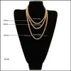 New Trendy Cool M 4Mm Hip Hop Tennis Chain Necklace Gold Plated Alloy Cuban Link Chains Rhinestones Necklacese Men Jewelry Drop Delivery 202