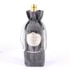 Jute Gifts Bags Gift Wrap Clear Window Burlap Champagne Wine Bottle Cover Bag Party Favors Packing Pouches Event Supplies 7 Colors DW6773
