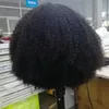 Bangs Perg Remy Indian afro Kinky Curly Human Hair Peruki dla kobiet w pełni maszyna wykonana naturalny kolor