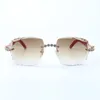 Blue Bouquet diamonds sunglasses 3524014 with red wooden legs and 58 mm cut lenses