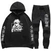 Men's Tracksuits Anime Jujutsu Kaisen Hoodie Men'S Sets Autumn Winter Fleece Sweatshirt Sweatpants 2 Pieces Set Oversized Clothing Unise