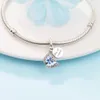 2022 Lente Zilveren Kralen Blauwe Vlinder Citaat Double Dangle Charm Fit Pandora Bedels Armbanden DIY Sieraden Maken Losse Kraal Sieraden armband groothandel 790757C01