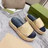 TOP Quality Designers Women Flat Slides Mens Fashion Platform Sandals Straps Affia Effect Fabric Slipper Summer Casual Slippers Summer Beach Shoes With Box NO380