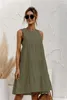 Sommar kvinnor väst klänning bomull o-nacke ärmlös solid midi stitching stor swing casual lount sundress vestidos 220402