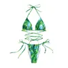 Женские купальные костюмы Lady Wire Бесплатный бикини, набор быстрого сухого отпечатка листьев. Женщины для купания костюма