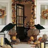 Décoration de fête, Simulation de corbeau noir, modèle d'oiseau artificiel, accessoire effrayant pour Halloween, fournitures de décoration pour la maison