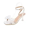 Elegant White Black Wedding Shoes For Brides With Satin Bowknot Chic Women Sandals High Heels Bridal Shoes For Prom Party CL0949