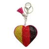 American Flag Keychain Pendant Diamond Heart Keychains Tassel Key Chain Creative Gift Keyring