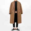 Men's Wool & Blends Solid Woolen Padded Coat Male Korean Long Loose Lapel Simple Slim Warm Double-breasted Jacket Boy 2021 T220810