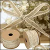 Ribbon Sying Tyg Tools Baby Kids Maternity 100m/Lot Jute Burrap Rolls Hessian med spets vintage rustik bröllopsdekoration parti DIY DIY