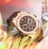 Montres à quartz entièrement fonctionnelles pour hommes, chronomètre 43mm, date automatique, acier inoxydable solide, ceinture en caoutchouc, crime Bling, montre de luxe, accessoires de montre-bracelet