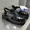 Płaskie buty Nowe krzyżowe paski czarno-białe skórzane buty damskie sandały mokasyna Muller Dain