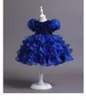 Mooie pailletten Bourgondische bloemenmeisjes jurken baby baby peuter doop kleding knie lengte met kanten boog bloemen tutu kogel jurken cap mouwen kinderen formele slijtage