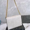 Sac à chaîne en pierre Sac à main à bandoulière en cuir véritable Matériel de haute qualité Chaîne à lettres Boîte pliante Compartiment intérieur Poche zippée Sac à main déesse Sacs enveloppe