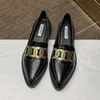 Chaîne métallique britannique petites chaussures en cuir femmes Oxfords baskets Derbies bout pointu peu profond talons épais mocassins chaussures plates pour dames 2022