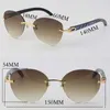 New Original Seashell Inside Black Buffalo Horn Sunglasses Luxury Metal Rimless Woman Design Butterfly Lens Large Sun glasses Man Frame and Box Size:60-18-140MM