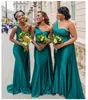 Vestidos africanos de negros africanos Vintage 2023 Vestidos de dama de honor Rata D'Honneur Dhonneur One Shoulder Mermaid Satin Satin Vestido de boda larga C0530L3