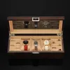 시계 박스 케이스 나무 스타일 3 그리드 주최자 보석 상자