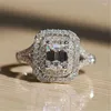 Clusterringen mode 925 Sterling Silver Network Vintage Pave Setting Square Diamond Wedding For Women Sieraden Stempel 10ktcluster Rita22