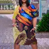 Casual Dresses Summer Bohemian Midi Dress African Human Face 3D Print Vintage Women V-ringning Sexig kortärmad nattfestkläder