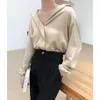 Women's Blouses & Shirts Werynica 2022 Summer Turn-down Collar Blouse Shirt Female Satin Full Sleeve Long Women Tops Ladies ClothingWomen's