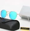 Designer Solglasögon Brand UV400 Eyewear Metal Gold Frame Sun Glasses Men Women Mirror Solglasögon Polaroid Glass med Box236e