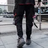 Мужчины бедра грузовые брюки уличные одежды Harajuku joggers тактические карманы молнии Hiphop Swag ленты Harem Track брюки 220330