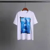 T-shirt a maniche corte in cotone con pittura a olio dello stilista T-shirt da uomo T-shirt casual Camicia con stampa posteriore di bianco nero per uomo