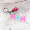 سلسلة مفاتيح الأكريليك المصنوعة يدويًا لـ Mom Mom -Tassel Key Ring Mothers Day Gift Accessories Mobile Accessories بالجملة