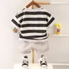 Ragazzo Set Neonati maschi Completo in cotone Estate Casual Gita Abbigliamento Top Pantaloncini 2 pezzi Abbigliamento per bambini Infant Stripe Moda bambini 220507