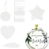DHL配信3インチ昇華空白ホワイトクリスマス婚約カスタマイズされたカスタマイズされた装飾ラウンドハートサークルスターシェイプセラミッククリスマスツリーデコー