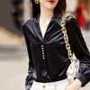 Frauen Blusen Shirts Frühling Herbst Lässige Mode Outwear Goldenen Samt Lange Ärmeln Temperament V-ausschnitt Reine Farbe Weibliche Top