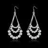 Dangle & Chandelier Sale Silver Plated Earring,Wedding Party Jewelry Accessories,Three Lines Beaded Ball Long Drop Earrings For Women 2022