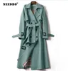 NEEDBO Windbreaker Women's Mid-length Trench Coat Harajuku Preppy Style Double-Breasted Loose Polo Collar Korean Vintage 211021 T220809