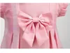 Bébé Filles Princesse Robes D'été Enfants Col Rabattu Robe Avec Bowknot Enfants Rose À Manches Courtes Jupes Enfant Jupe 3-8 Ans