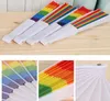 Folding Rainbow Fan Rainbow Printing Crafts Party Favor Home Festival Decoration Plastic Hand Held Dance Fans Gifts by sea 500pcs DAP464