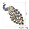 Broche Paon en Strass Bleu Saphir Taille Jumbo