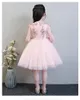 Girl039s Dresses Glizt Girls Pink Wedding Long Sleeve Bead Appliques Lace Party Princess Birthday Dress First Communion Gown Fl1398987