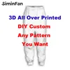 DIY Custom Design Your Padrão 3D All Over Impress Men Troushers Women Women Harajuku Sweatpants Hip Hop Casual Macho Pants Punk Style 220708