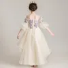 특별한 행사 공주 치마 소녀 스트랩이없는 푹신한 원사 풀 드레스 어린이 피아노 의상 드레스 148ml D3