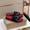 2022 Designer Red Bottoms Studded Slippers Studs Rivet Suede Sandals Mens Printed Slides Flat Shoes Summer Red Thick Sole Outdoor Laser Striped Sandal X3jx#
