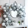 82pcs pastel grijs witte ballon slinger kit metallic zilveren aluminium folie ballon bruiloft verjaardagsfeestje baby shower decoratie 220523