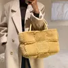 Вечерние сумки из искусственного меха плетение решетка большая сумка зимняя высококачественная громкая шикарная женская сумочка шоппинга