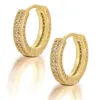 Fashion Hip Hop Earrings Hoop Ring Studded with Zircon Bling Shinny Gold electroplating Ear 2022