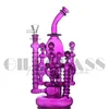 12 "Big Glass Recycler Oil Rig Bongs Heady Bong Matrix Percolator Dab Rigs Tubería de agua Tuberías con cuarzo Banger Herb Bowl colorido Hookah