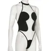 Sexiga enstycken Kvinnor Bikini Ställer in modenätplattor Se genom Halter Lace Up Bathing Suit Push Up Swimsuit Beachwear