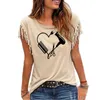 여자 티셔츠 헤어 스타일리스트 하트 빗 가위 인쇄 재미있는 o 칼라 T 셔츠 여성 여름 패션 면화